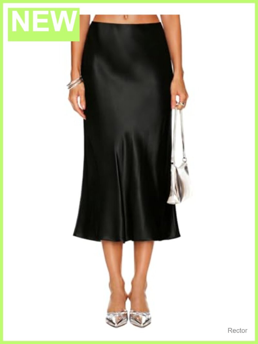 Satin Midi Skirt High Waisted A-Line Flowy Silky Long Skirt for Women
